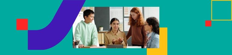 Carga horária na educação bilíngue e aulas de inglês template com alunos na escola