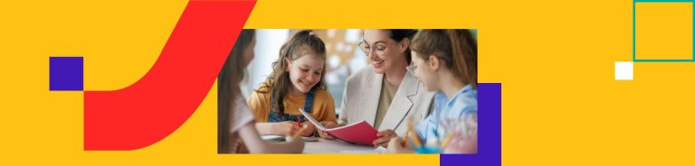 acompanhamento pedagógico template de professora com alunos